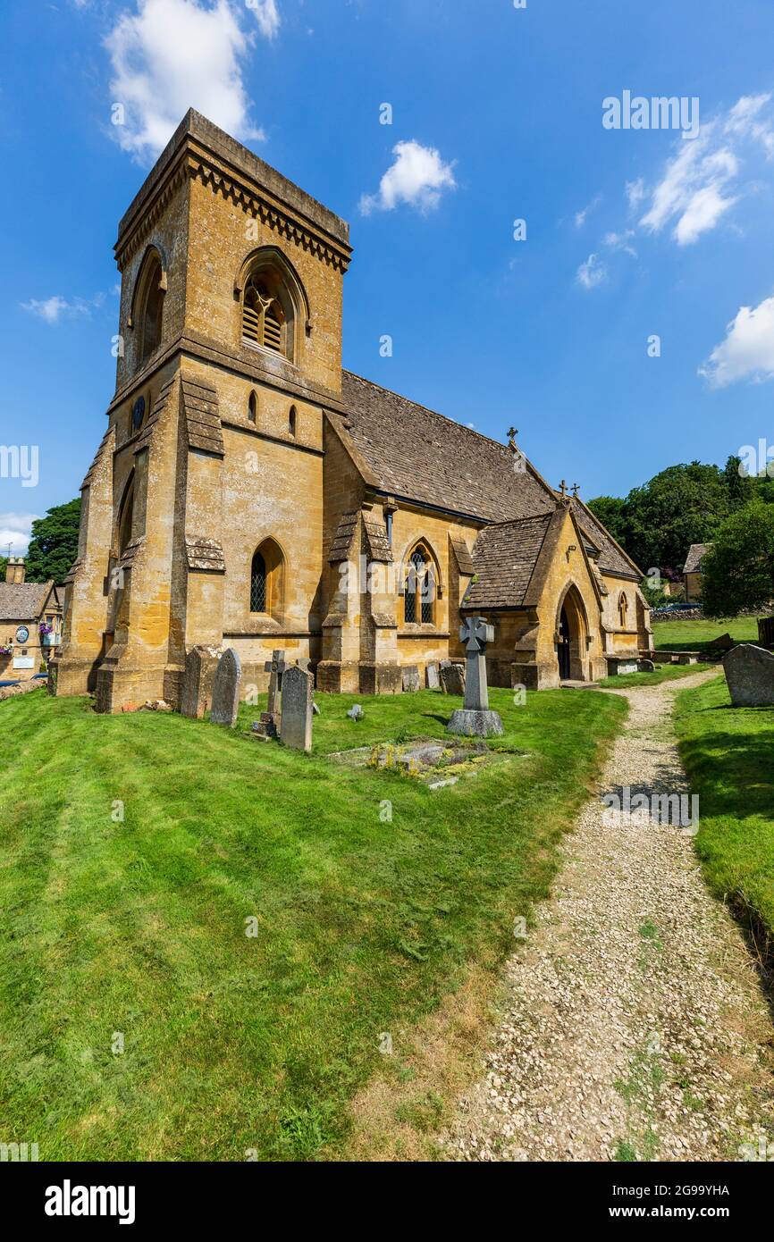 St Barnabas church in the Cotswold village of Snowshill, Gloucestershire, England Stock Photo