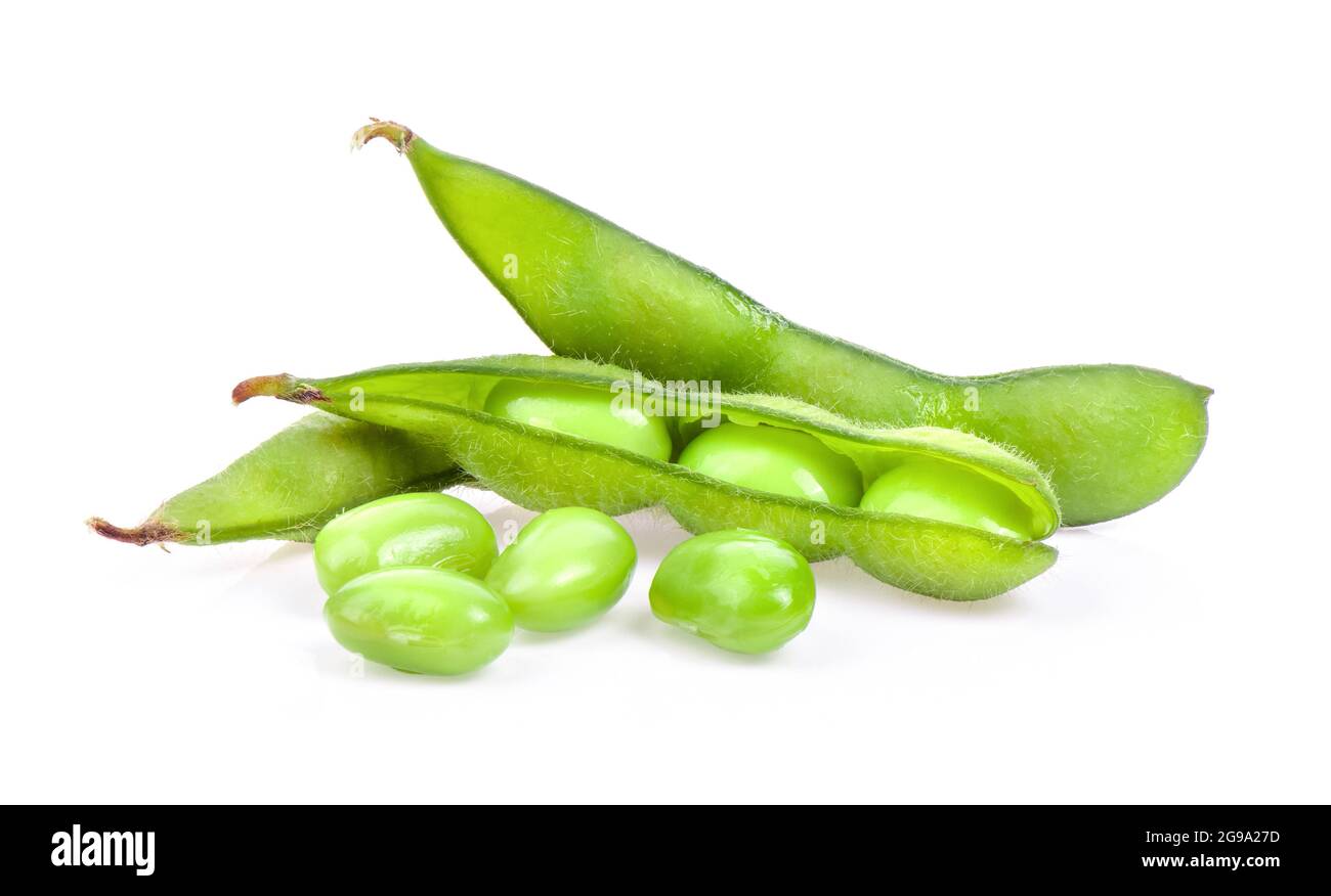 edamame green beans isolated on white background Stock Photo