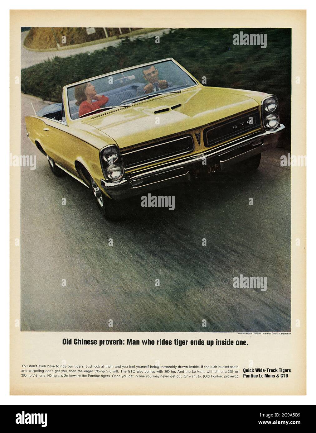 Pontiac Le Mans GTO (1965) - Vintage advertising of classic American car Stock Photo