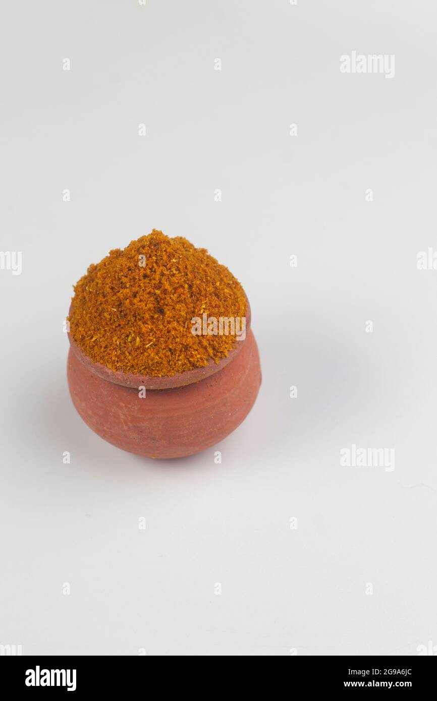 Indian Colourful Spice Also Know as Coriander Powder, Dhaniya Powder Isolated on white