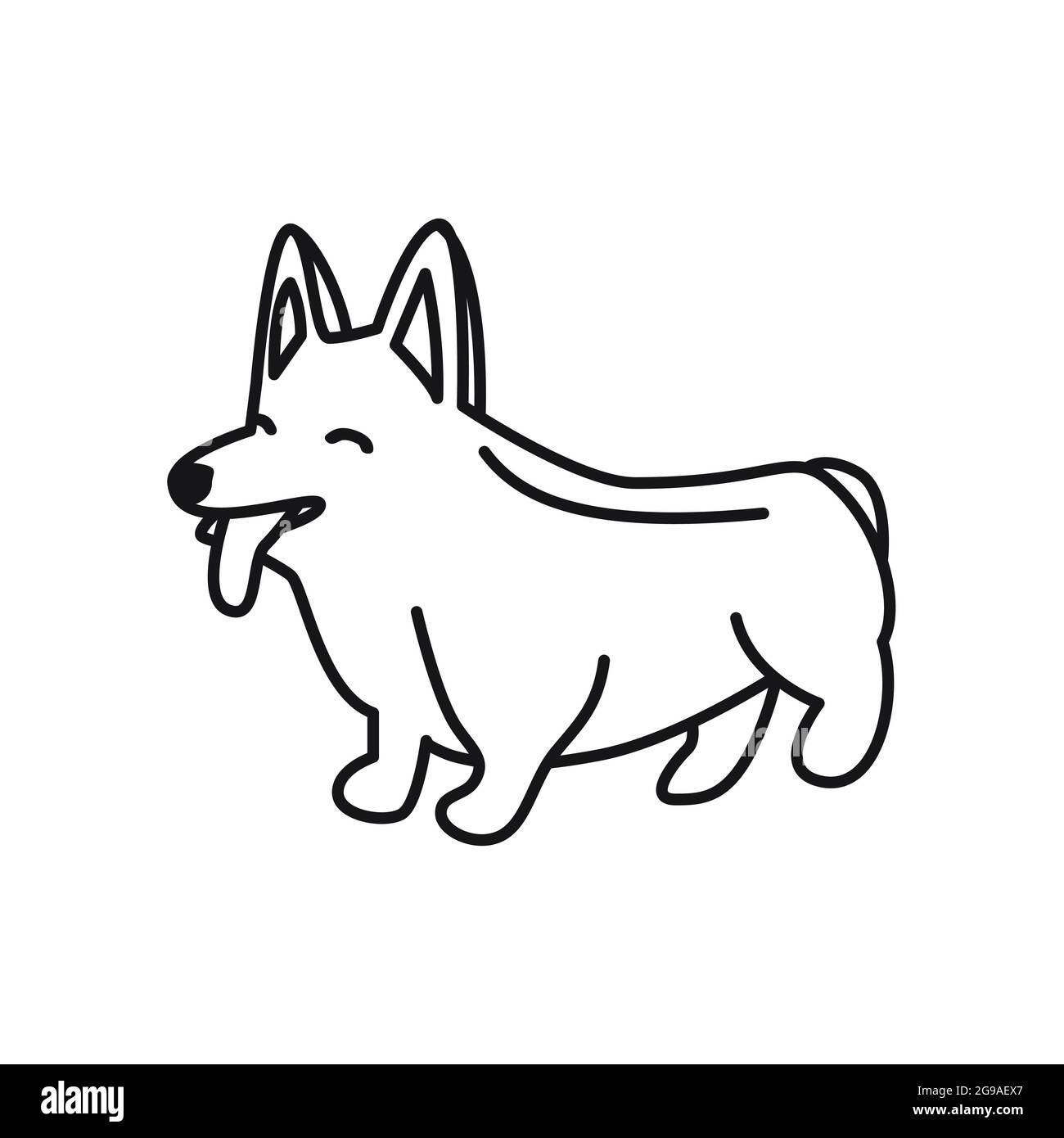 Cute corgi isolated vector illustration. Dog doodle outline icon Stock ...