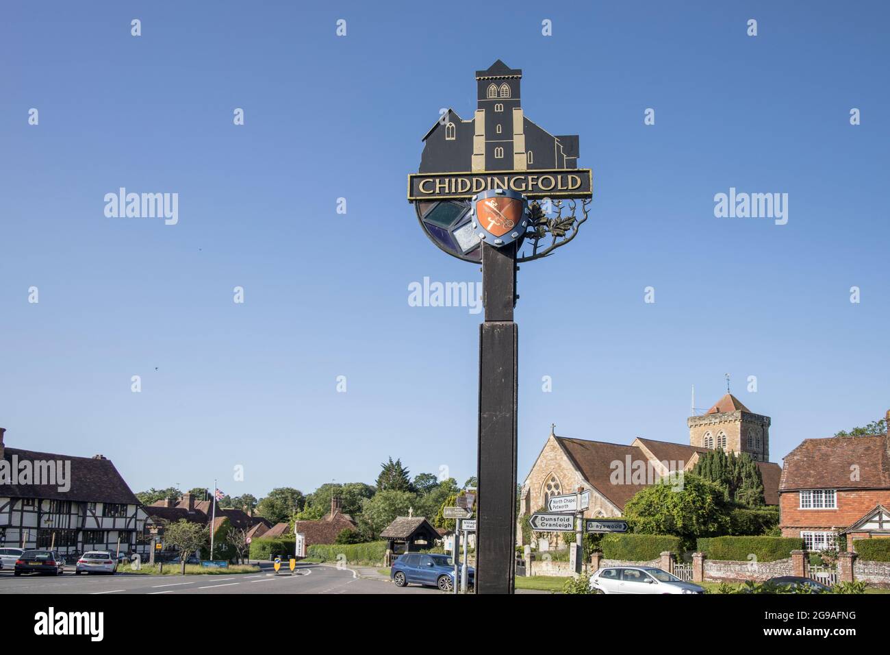 sign of the village of chiddingfold surrey Stock Photo