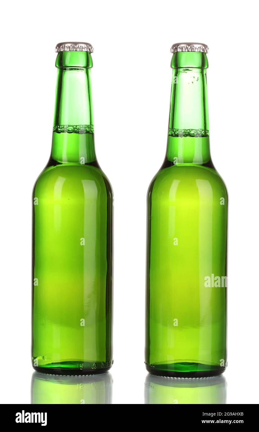 two bottles of beer isolated on white Stock Photo Alamy