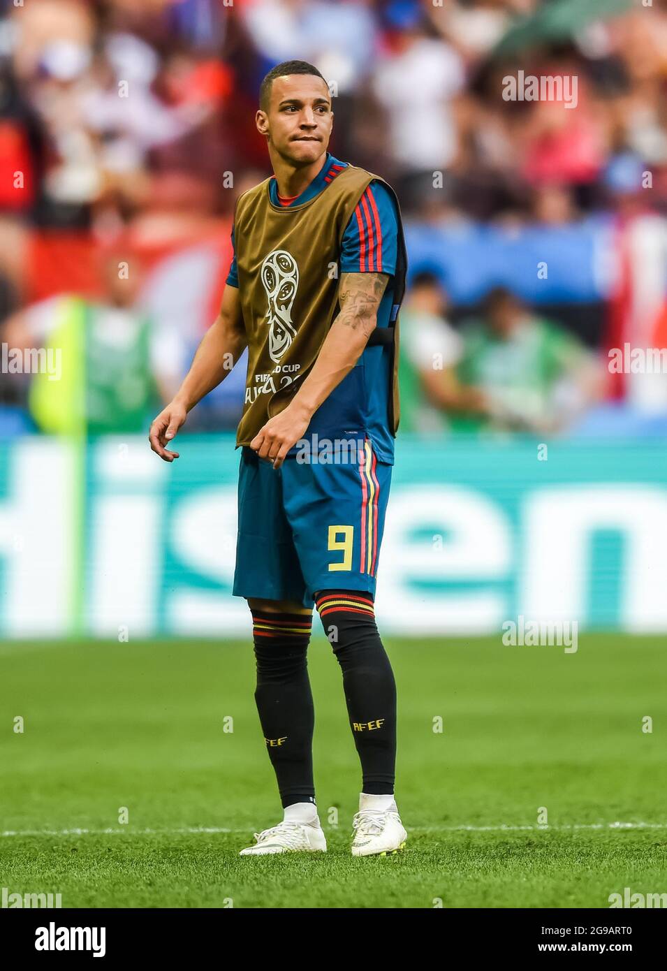 Moscow, Russia – July 1, 2018. Spain national football team substitute winger Rodrigo before FIFA World Cup 2018 Round of 16 match Spain vs Russia Stock Photo