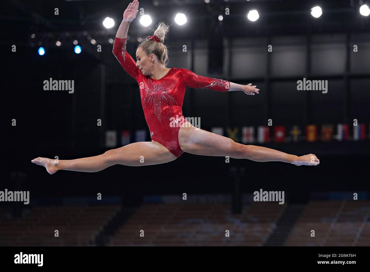Tokyo, Japan. 25th July, 2021. United States Artistic Gymnast Mykayla Skinner during her qualifying round on the balance beam at Ariake Gymnastics Centre at the Tokyo Olympic Games in Tokyo, Japan, on Sunday July 25, 2021. Photo by Richard Ellis/UPI. Credit: UPI/Alamy Live News Stock Photo