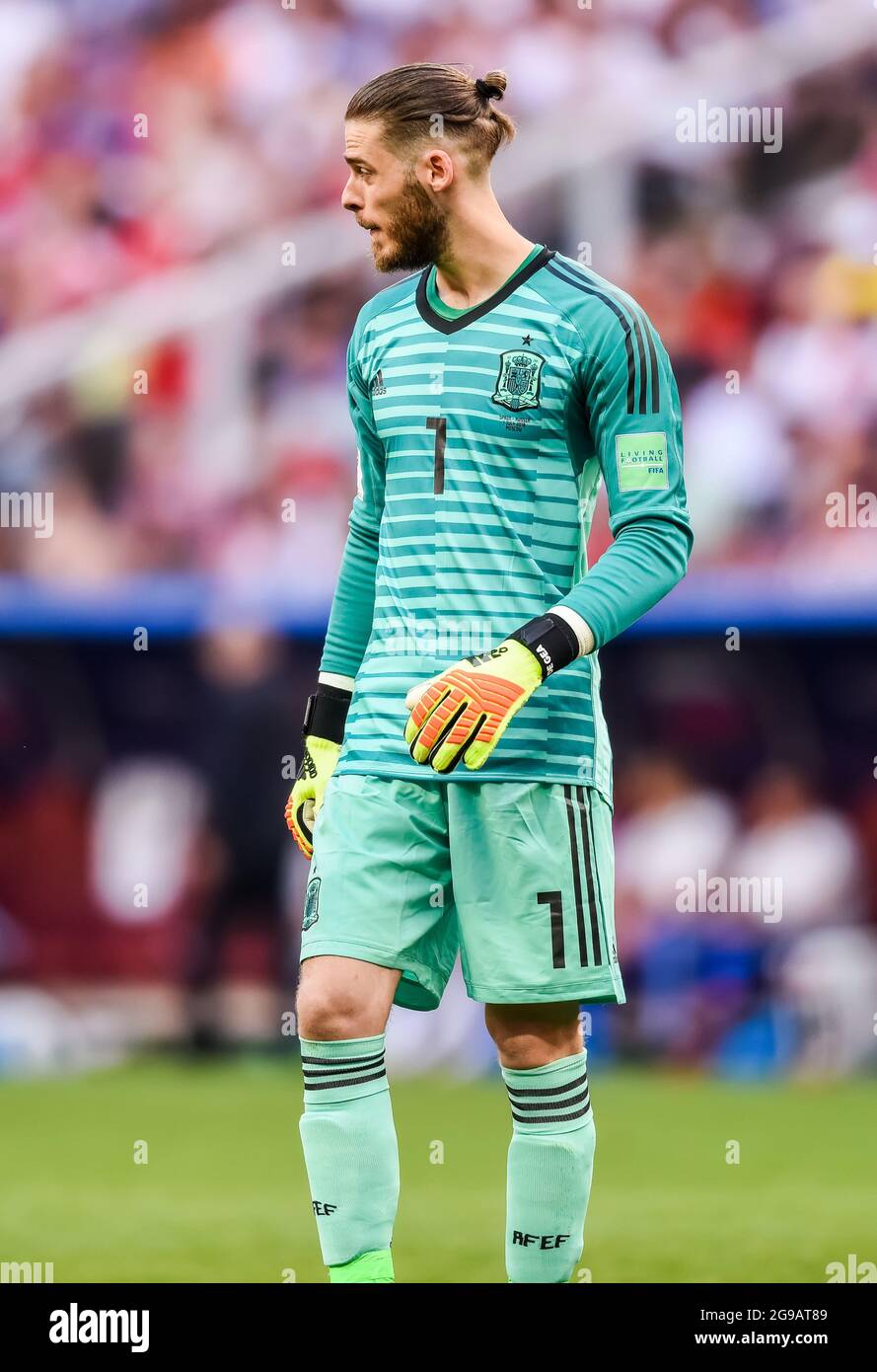 Moscow, Russia - July 1, 2018. Spain national football team goalkeeper David De Gea during FIFA World Cup 2018 Round of 16 match Spain vs Russia Stock Photo