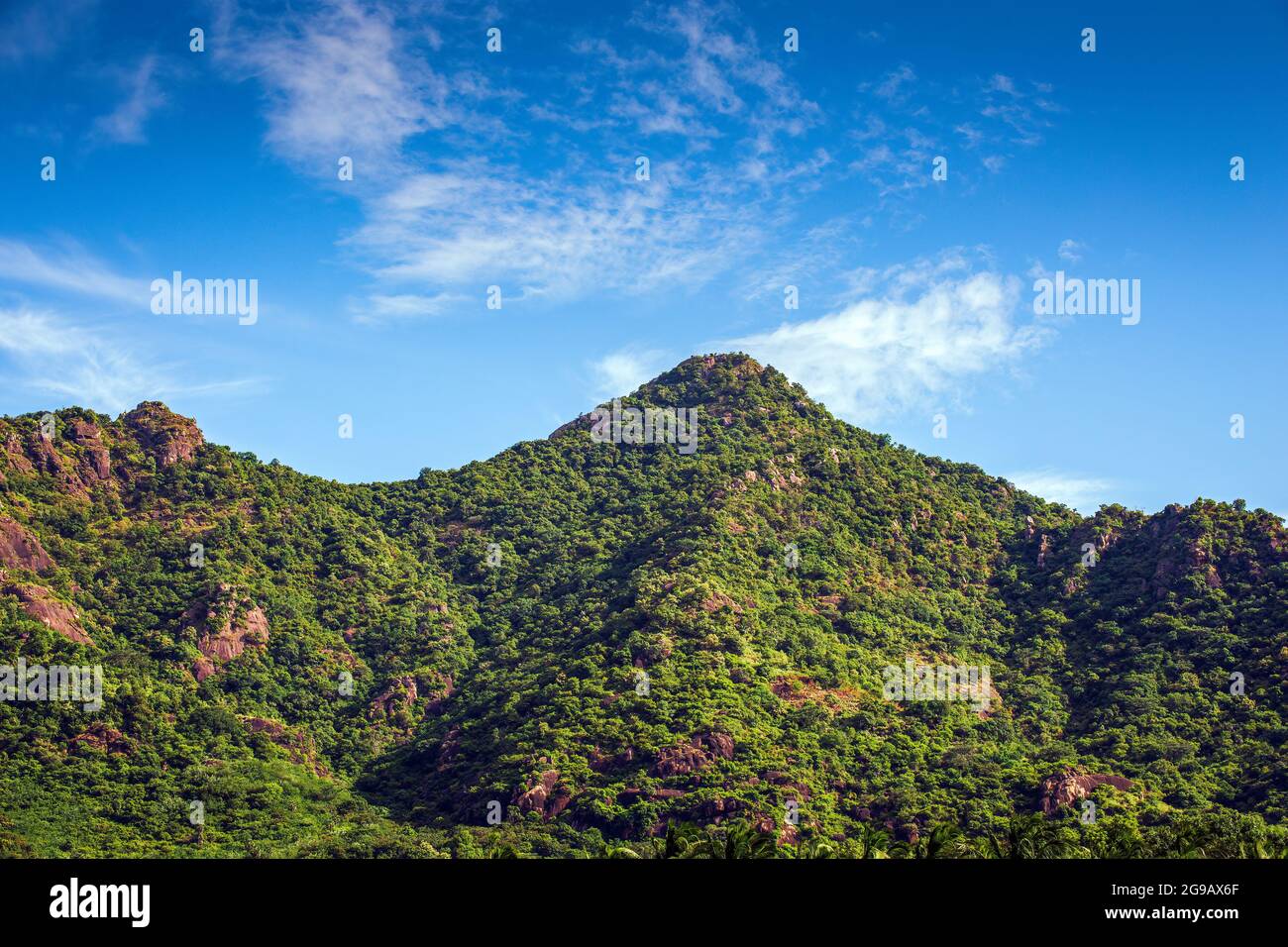 Nature Mountain with blue sky clouds background view Stock Photo - Alamy