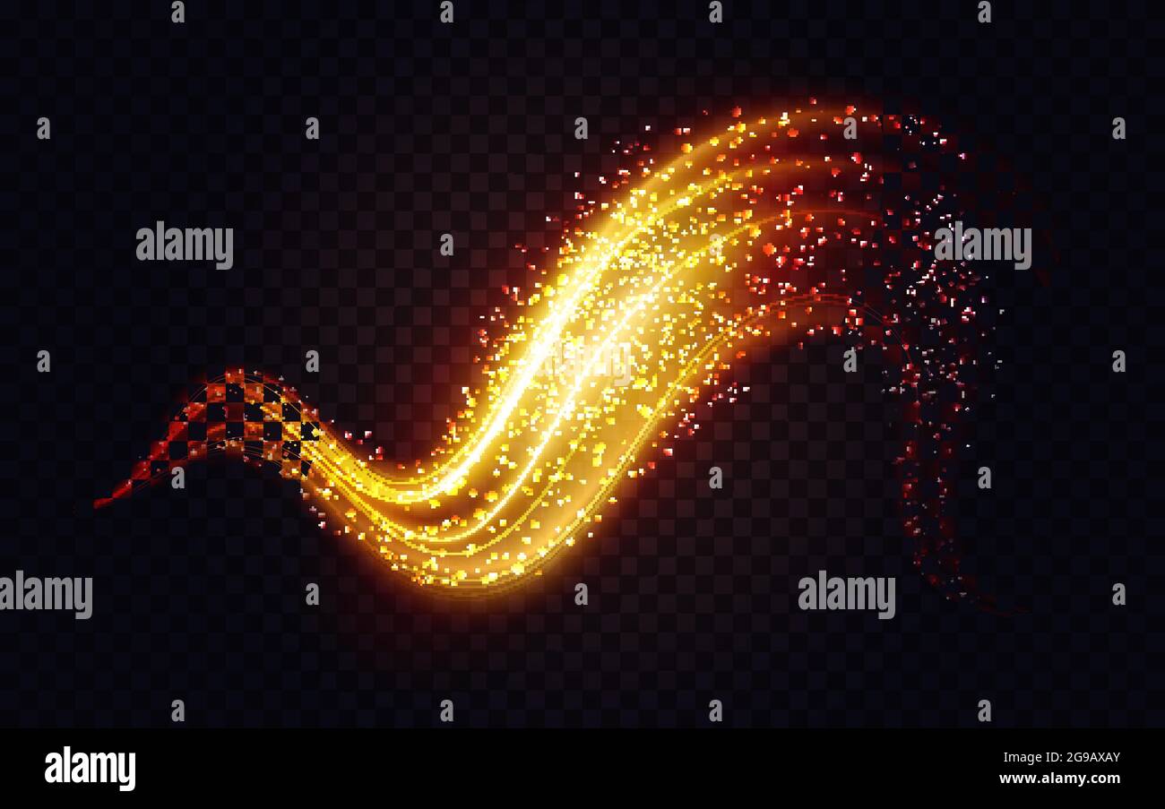 Golden wave with sparkle bokeh, abstract light effect vector ...