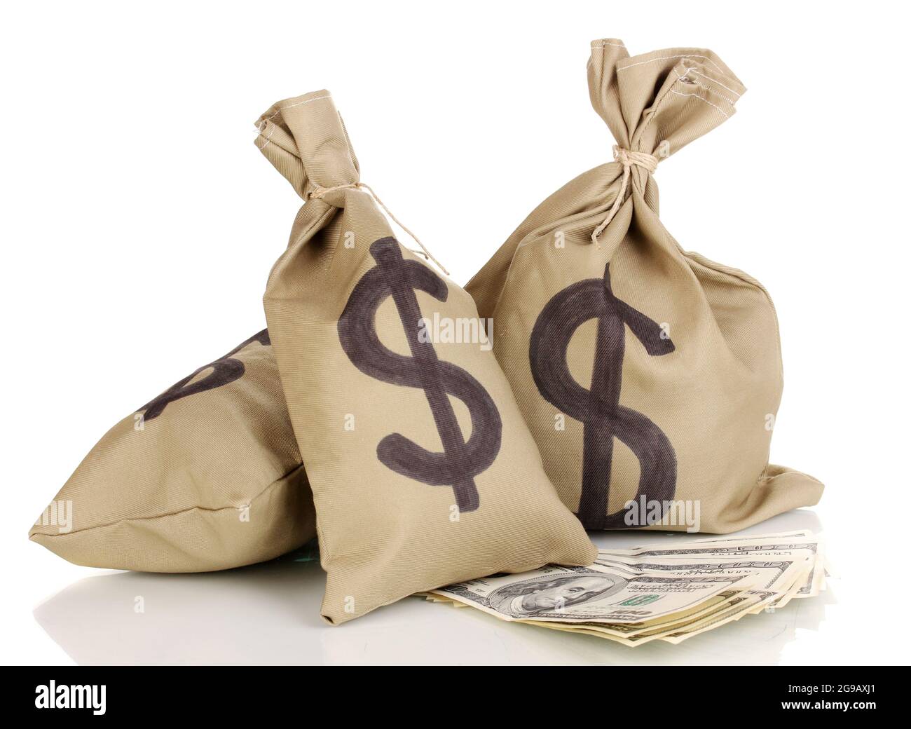 Bank Bag Full of Cash Isolated on White Stock Photo - Alamy