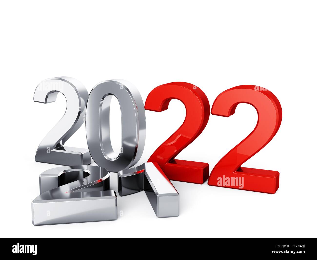 3d illustration of 2022 New Year concept isolated on white background Stock Photo