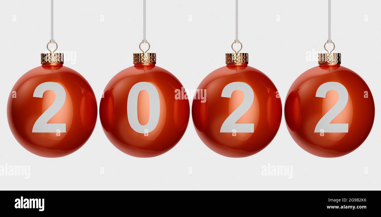 3d render of 2022 christmas ball isolated on white background Stock Photo