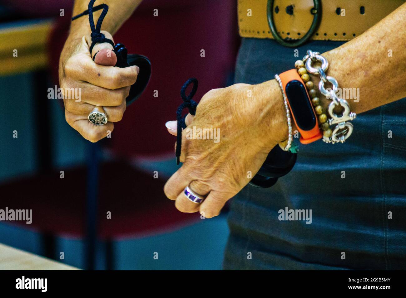Seville Spain July 23, 2021 Closeup of the hands of players