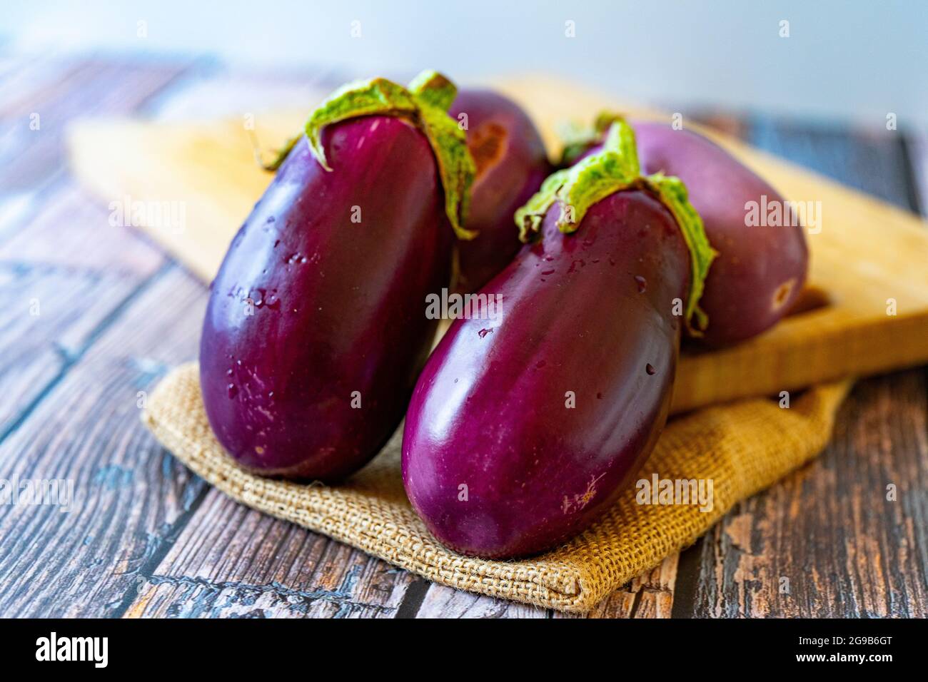 Fresh, organic eggplant on white background Stock Photo