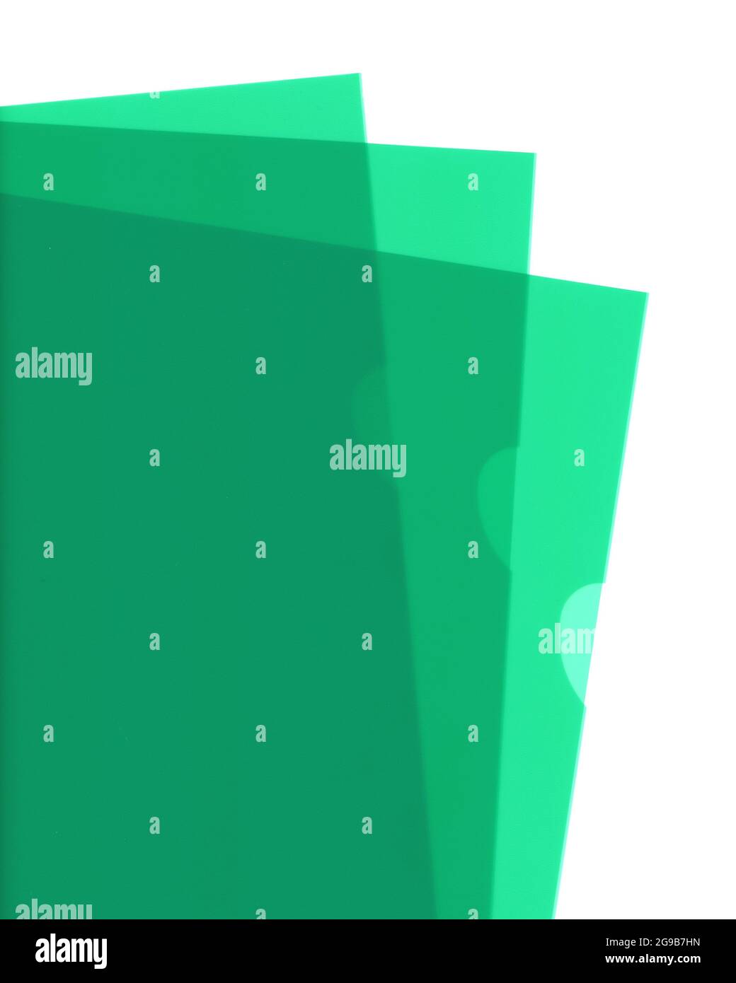green plastic documenti folders isolated over white Stock Photo