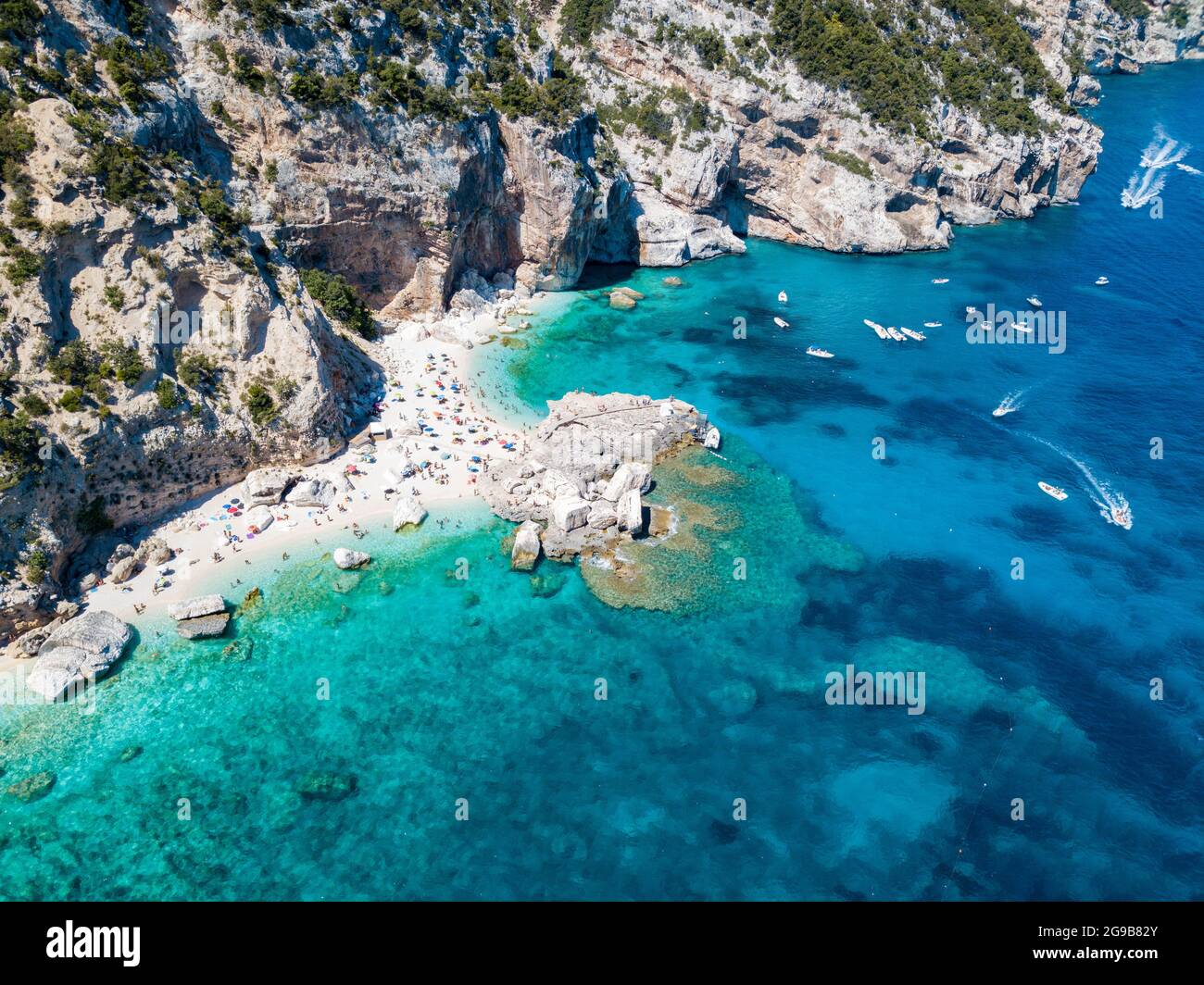Cala Goloritze, Orosei Gulf, East Sardinia, Italy. Aerial view Stock Photo