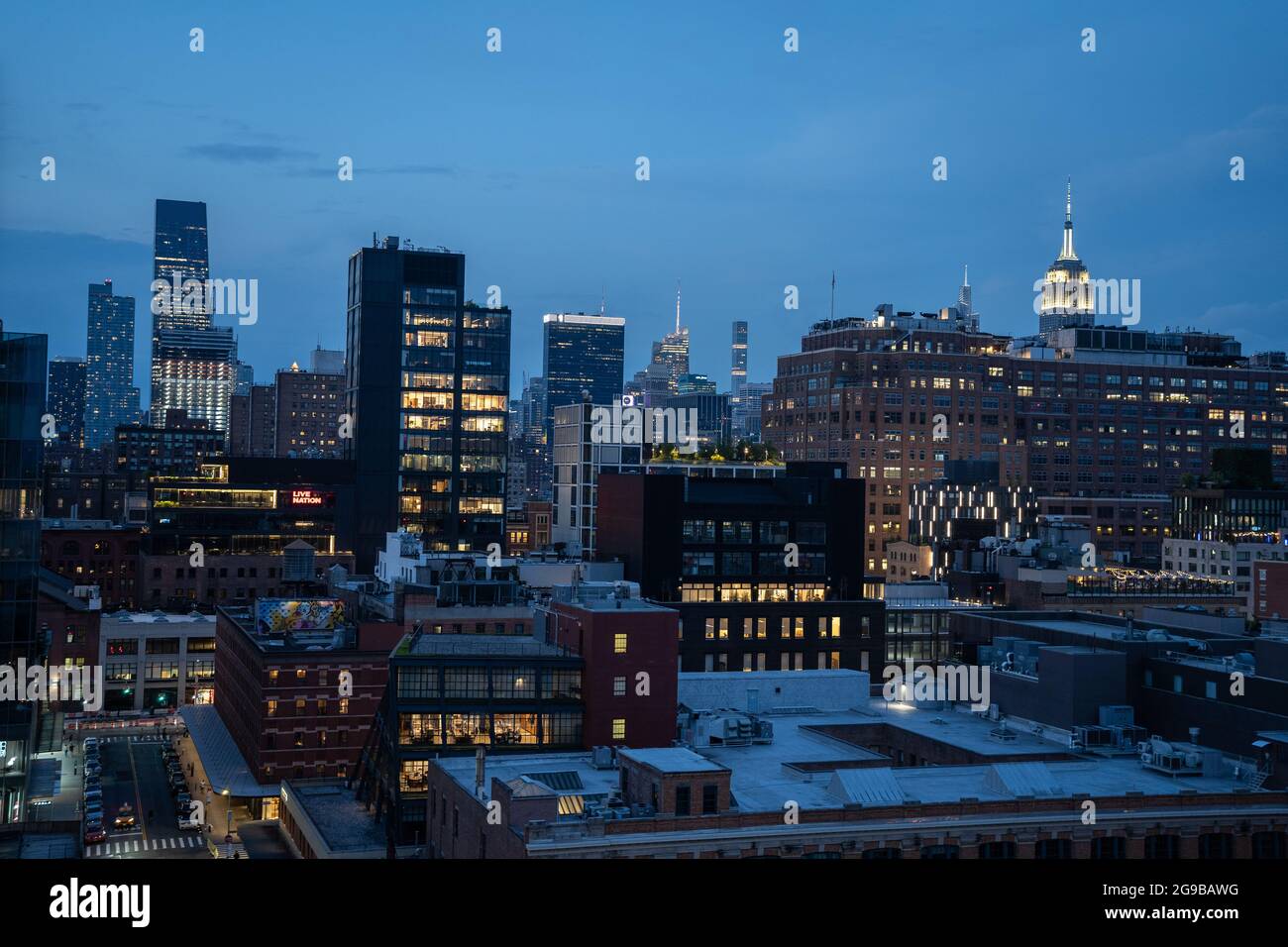 The Manhattan skyline seen from the Meat Packing District in New York