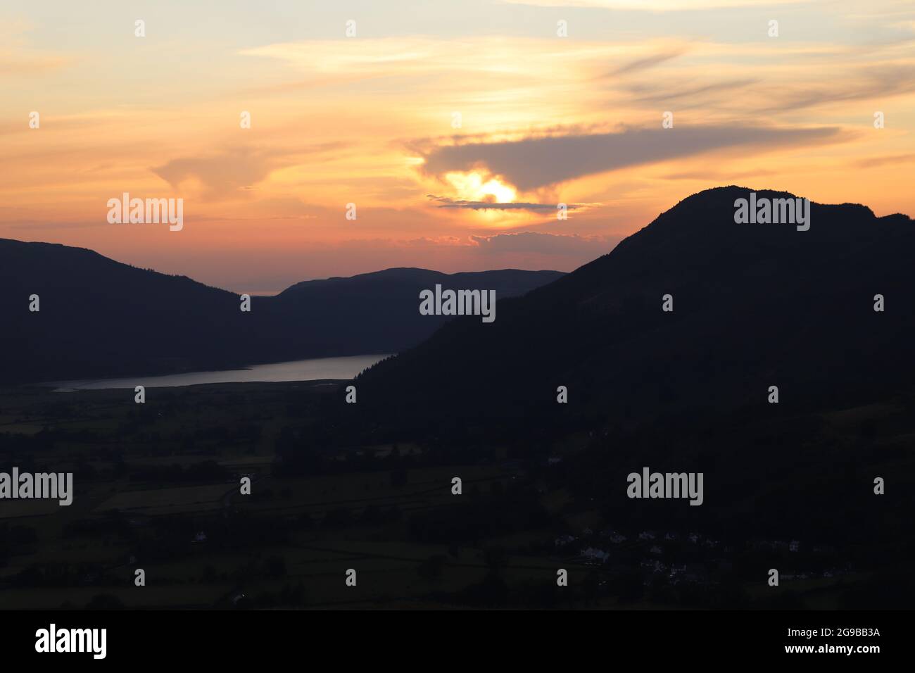 Bassenthwaite Sunset, Lake District, Cumbria, UK Stock Photo