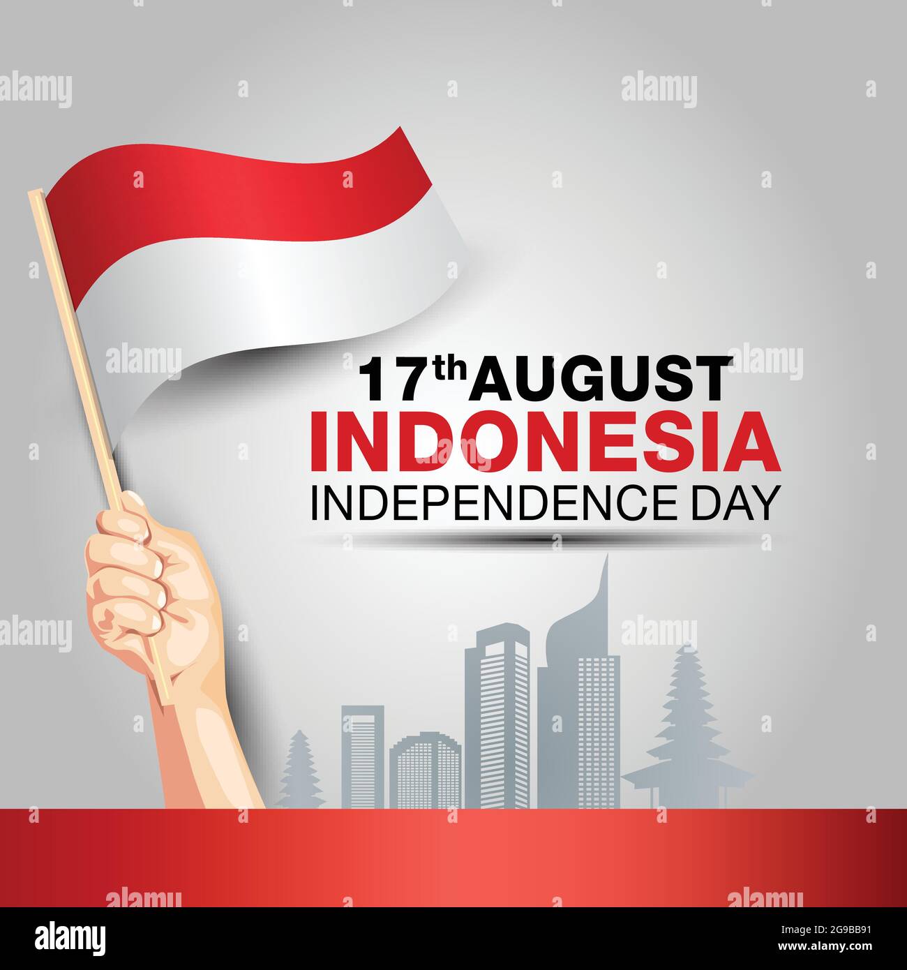 happy independence day Indonesia 17th august. hands holding with