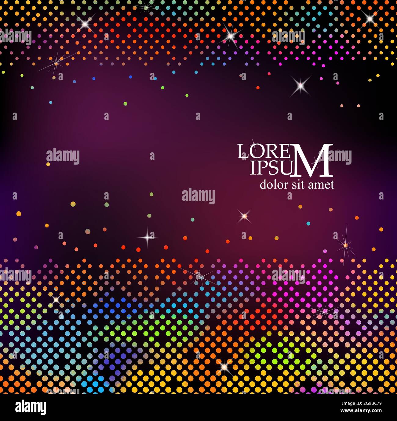 Dark background with light multicolored dots. Vector illustration Stock Vector