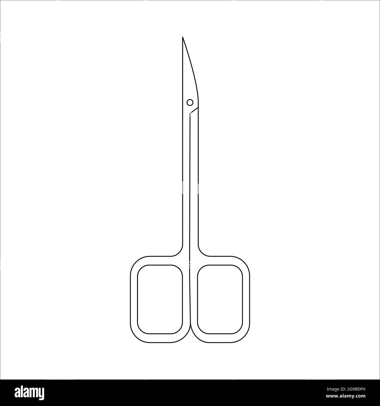Nail scissors outline vector icon isolated on white background. Thin line black nail scissors sign. Stock Vector