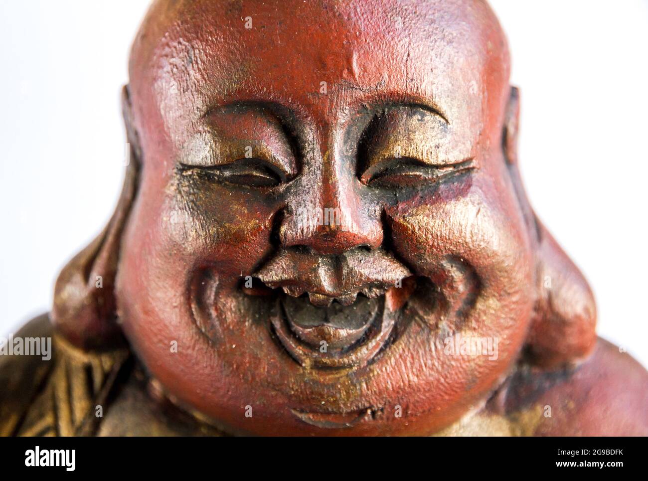 Tradional wooden statue of chinese Buddha isolated on white background Stock Photo Alamy