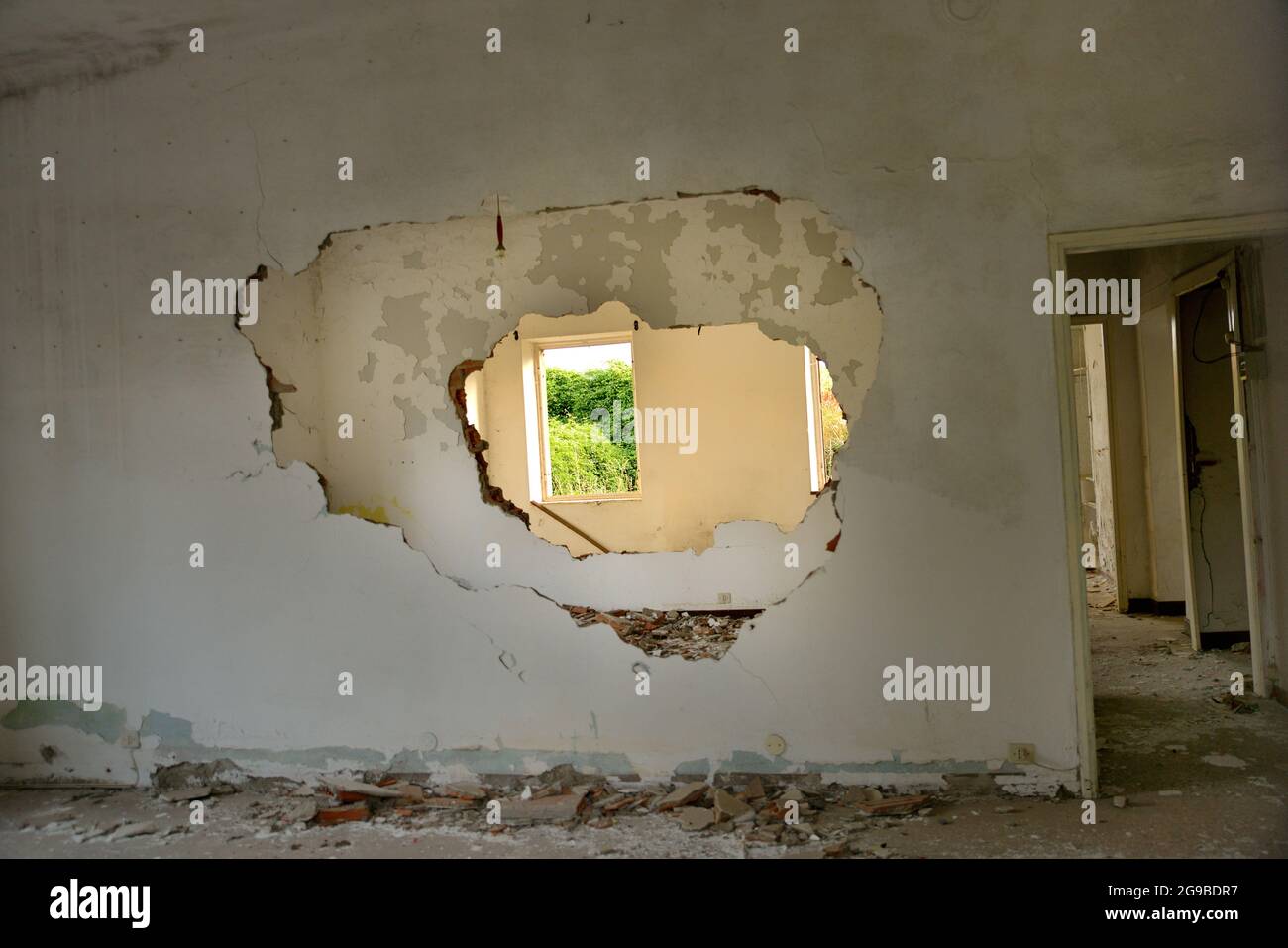 Abandoned house creepy interior Stock Photo