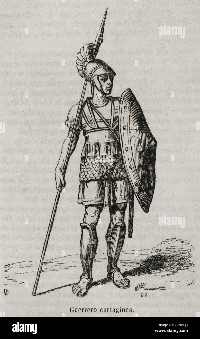 Carthaginian warrior. Engraving. Historia General de España by Father ...