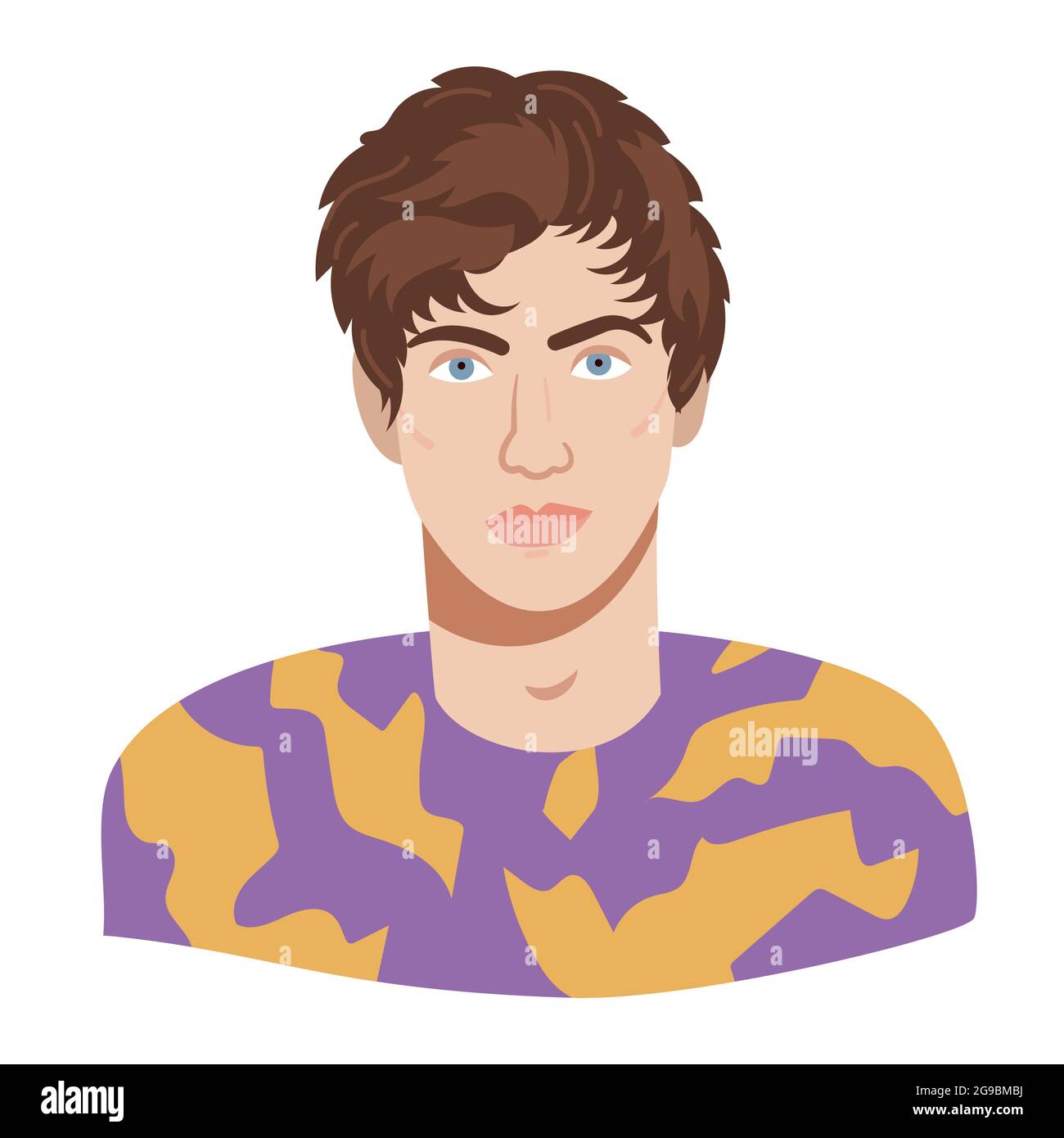 Young man stylish portrait. Caucasian male avatar with trendy hairstyle ...