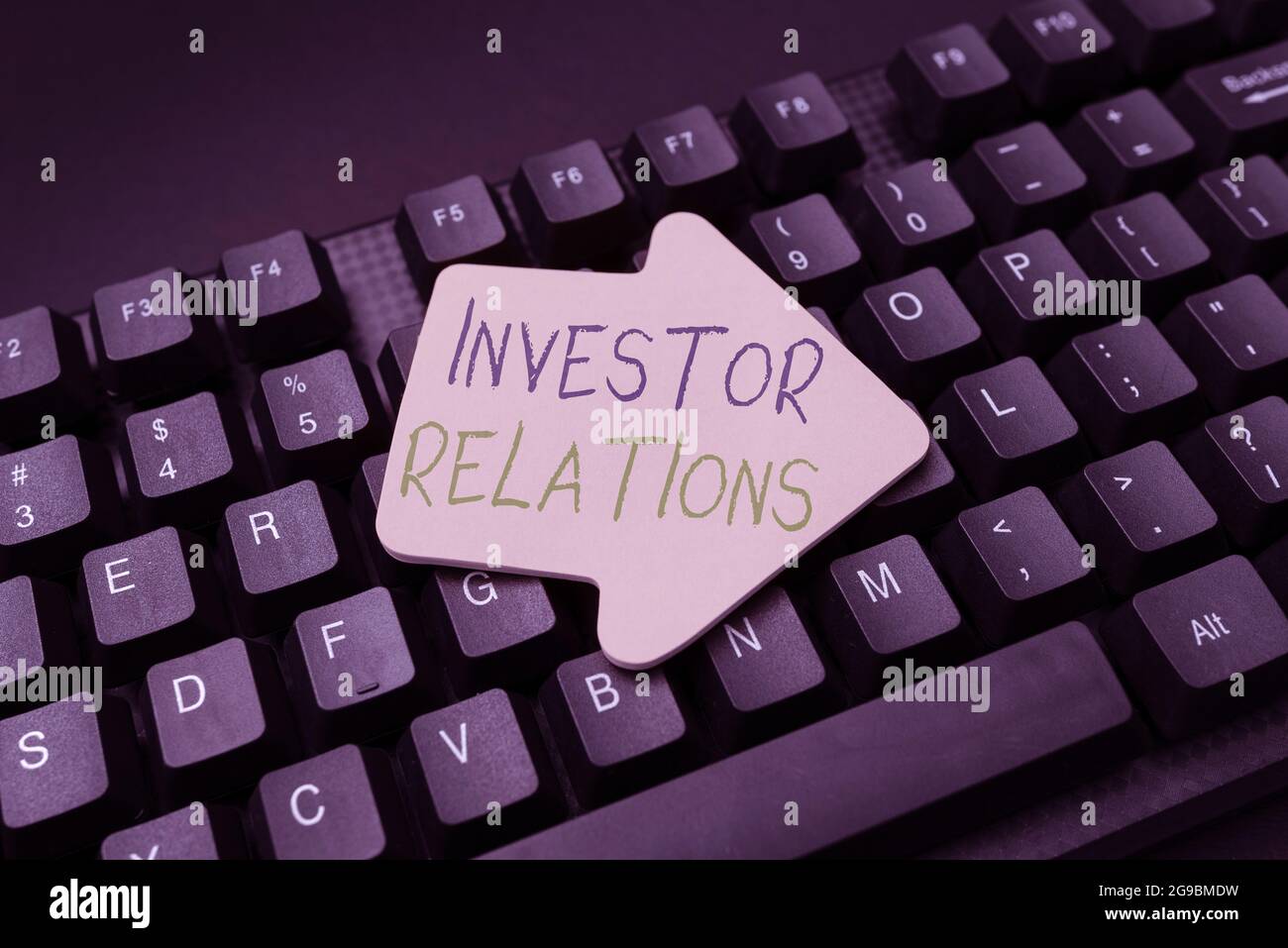 Text caption presenting Investor Relations. Business concept management