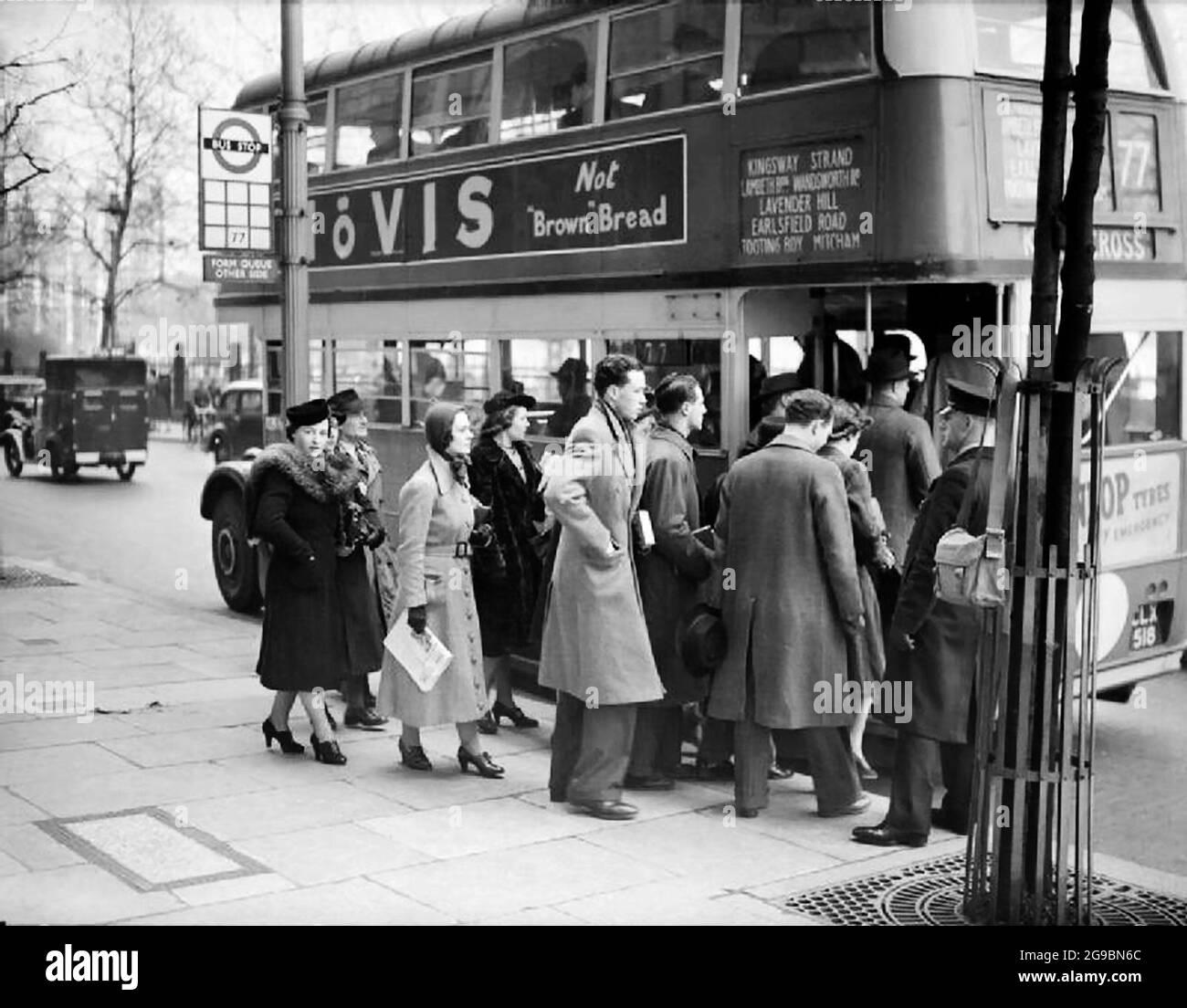 Boarding bus (London) Stock Photo