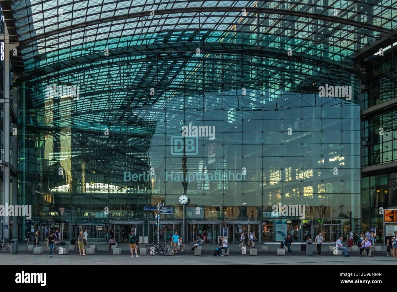 Berlin, Germany - July 25, 2019: Central train station in Berlin. Berlin - Hauptbahnhof. Modern glass architecture Stock Photo