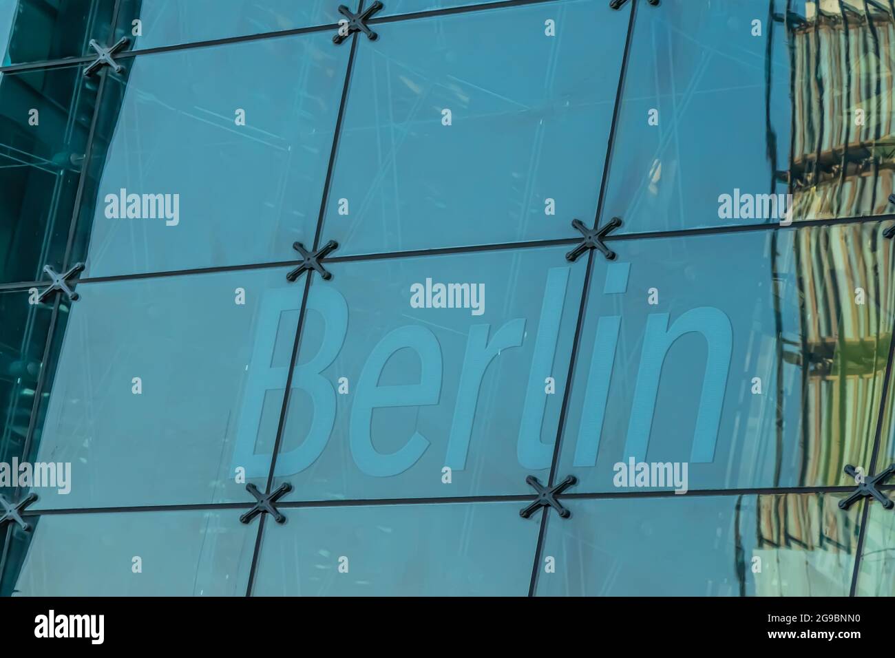 Berlin, Germany - July 25, 2019: Central train station in Berlin. Berlin - Hauptbahnhof. Modern glass architecture Stock Photo