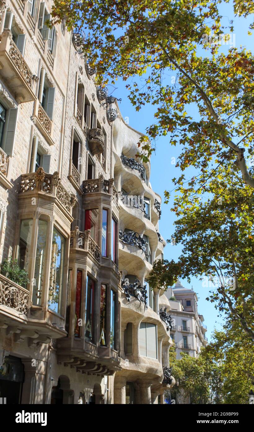 Architecture of a residential building in the style of Gaudi , Barcelona, Spain Stock Photo