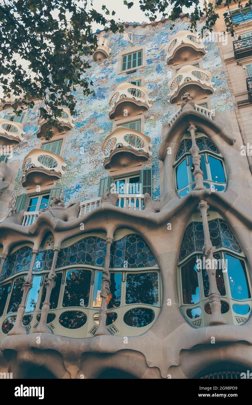 Architecture of a residential building in the style of Gaudi , Barcelona, Spain Stock Photo