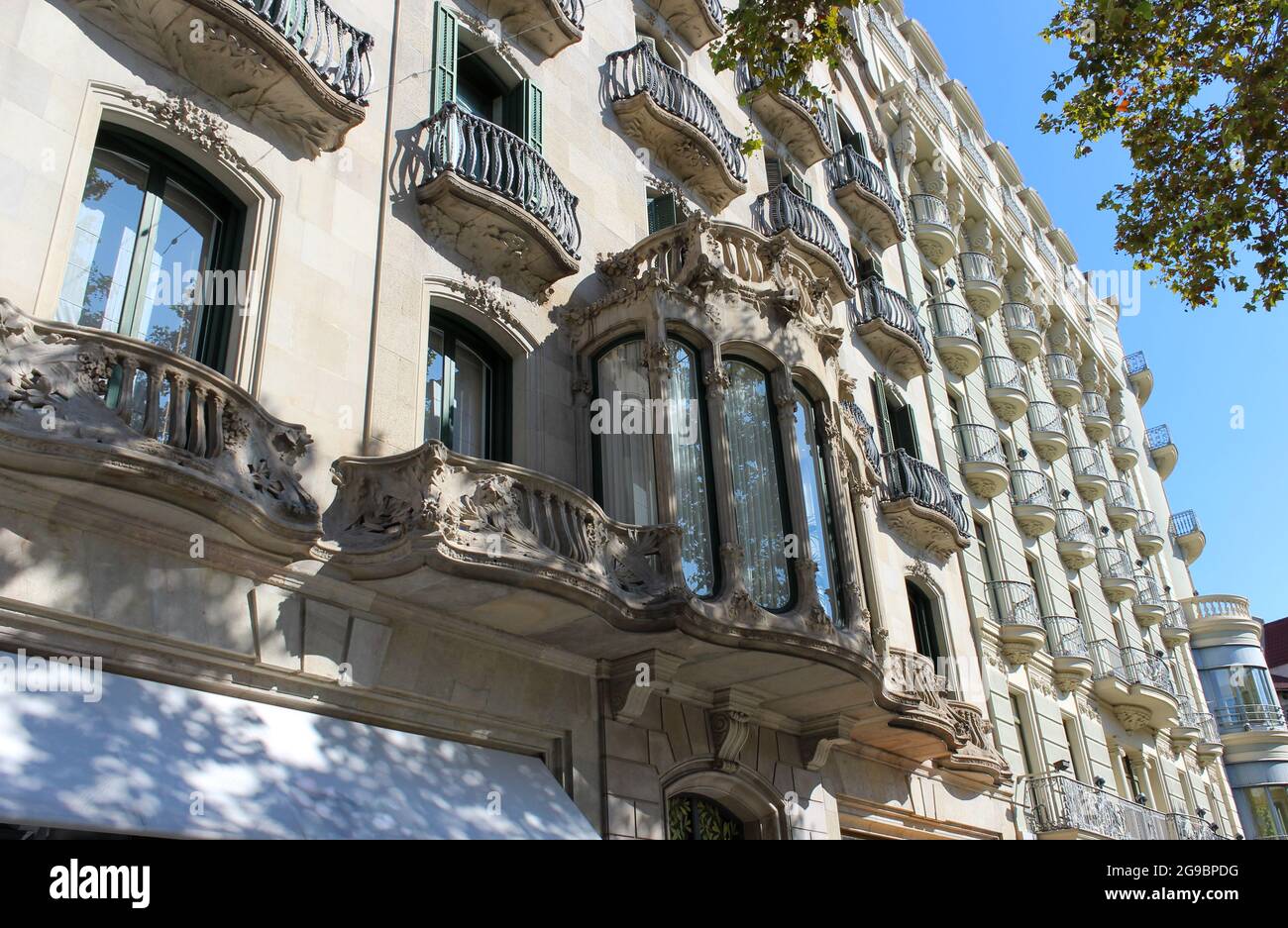 Architecture of a residential building in the style of Gaudi , Barcelona, Spain Stock Photo