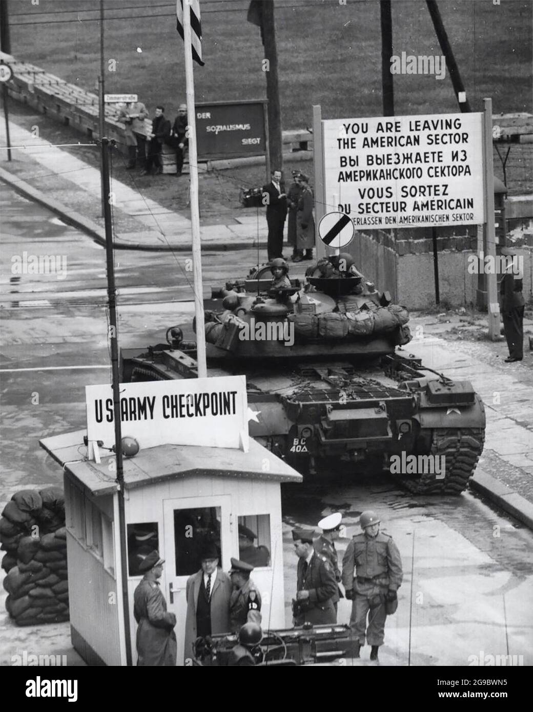 American Tanks Were Brought Up to Friedrich Strasse on October 25 After Two U.S. Army Buses Were Refused Entry into East Berlin for A Sightseeing Tour, 1961 Stock Photo