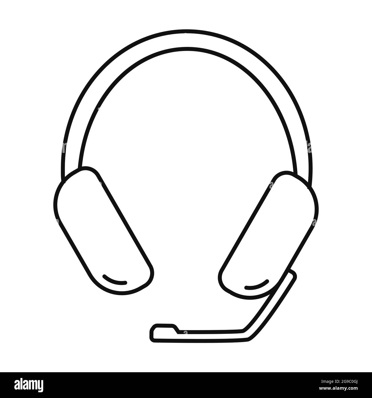 Headset line vector icon. Headphones with microphone. Simple vector illustration isolated on white background Stock Vector