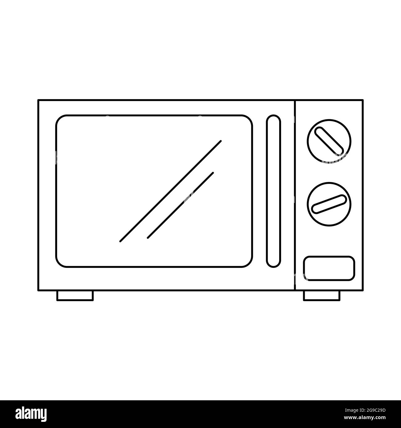 Microwave outline icon. Vector illustration isolated on white background. Small appliance for kitchen and home. Household tool symbol for web design. Stock Vector