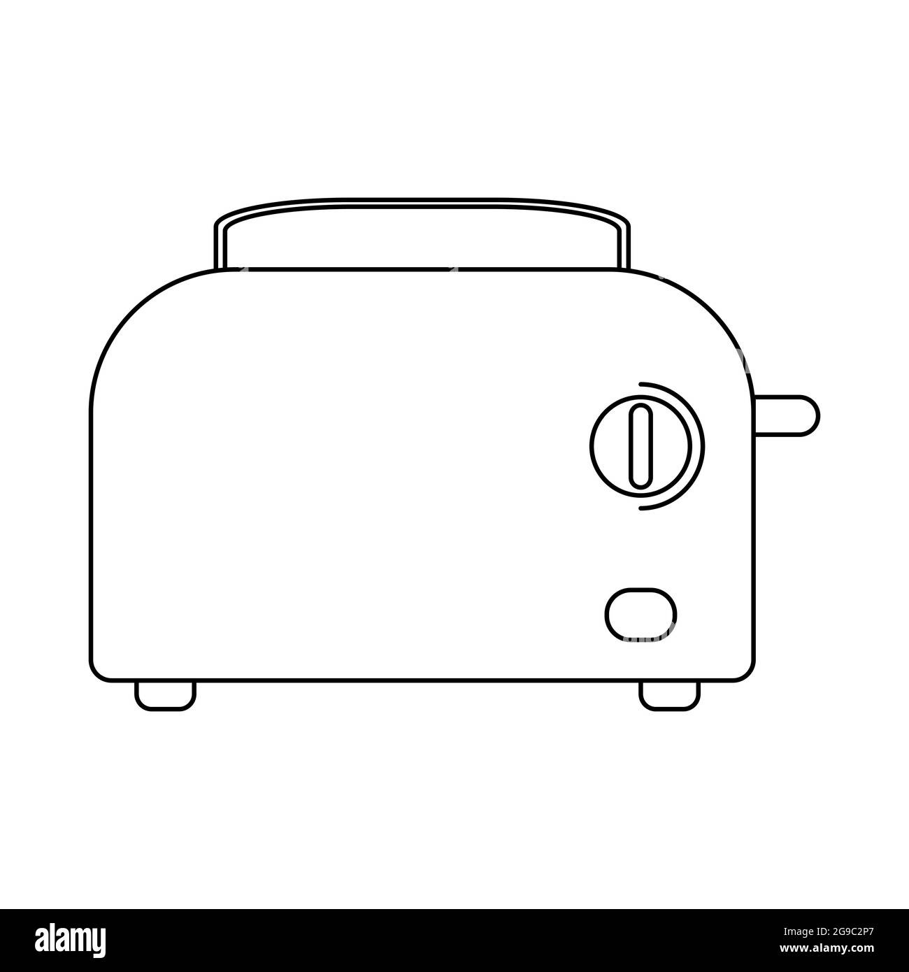Toaster outline vector icon. Thin line sign isolated on white background. Illustration for web design. Small appliance for kitchen. Household tool sym Stock Vector