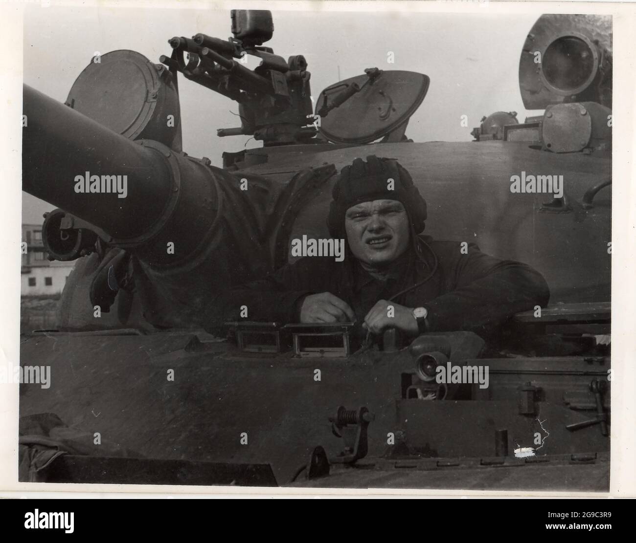 Man Rides Tanks Gvardeyskoye village, Dnepropetrovsk region, USSR - 07.25.1982: Photo ...