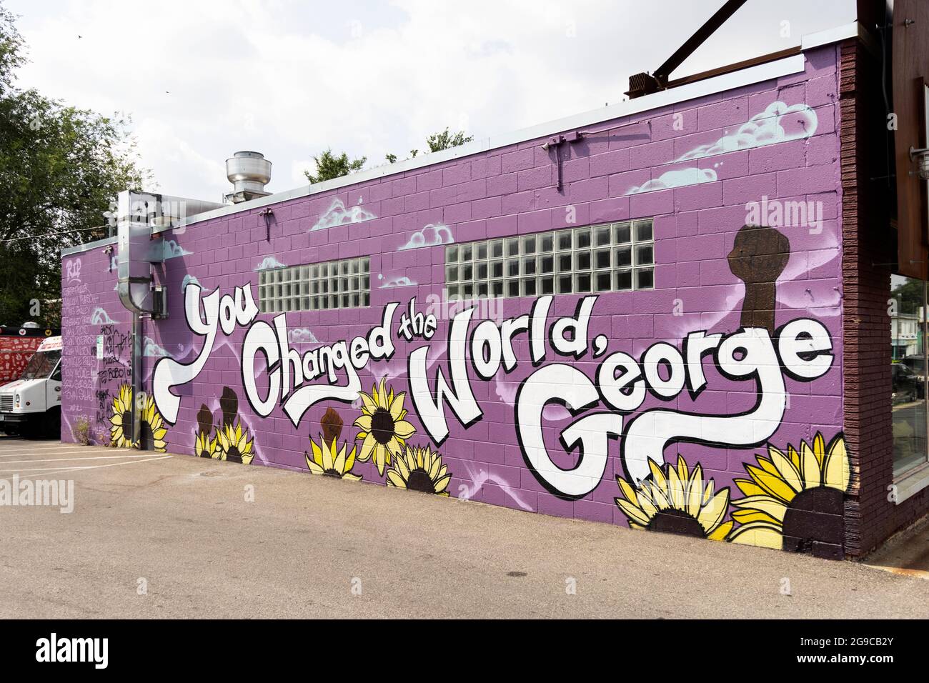 A mural near George Floyd Square in Minneapolis, Minnesota, USA. Stock Photo