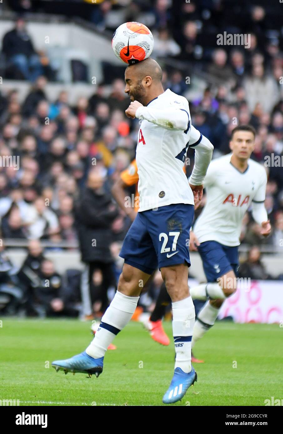 LONDON, ENGLAND - MArch 1, 2020: Lucas Moura of Tottenham pictured during the 2020/21 Premier League game between Tottenham Hotspur FC and Wolverhampton FC at Tottenham Hotspur Stadium. Stock Photo