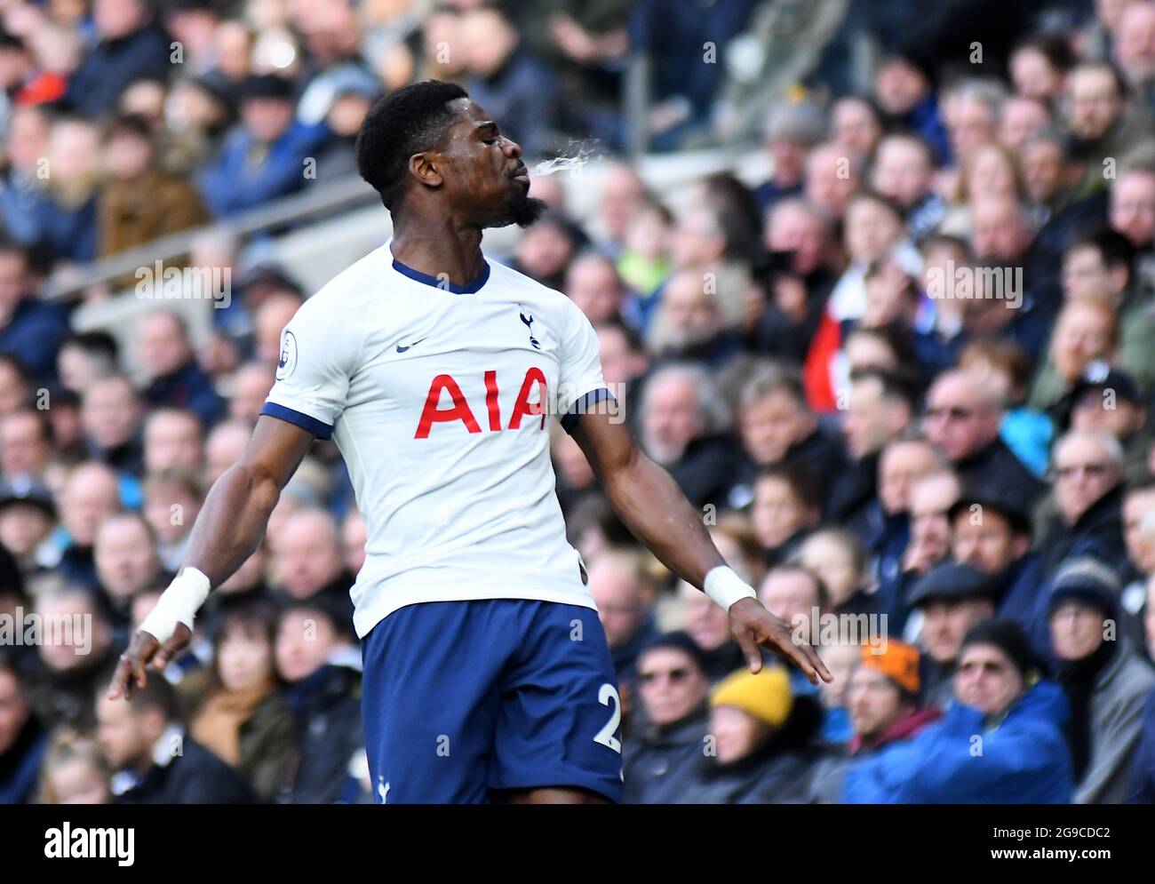 LONDON, ENGLAND - MArch 1, 2020: Serge Aurier of Tottenham pictured during the 2020/21 Premier League game between Tottenham Hotspur FC and Wolverhampton FC at Tottenham Hotspur Stadium. Stock Photo