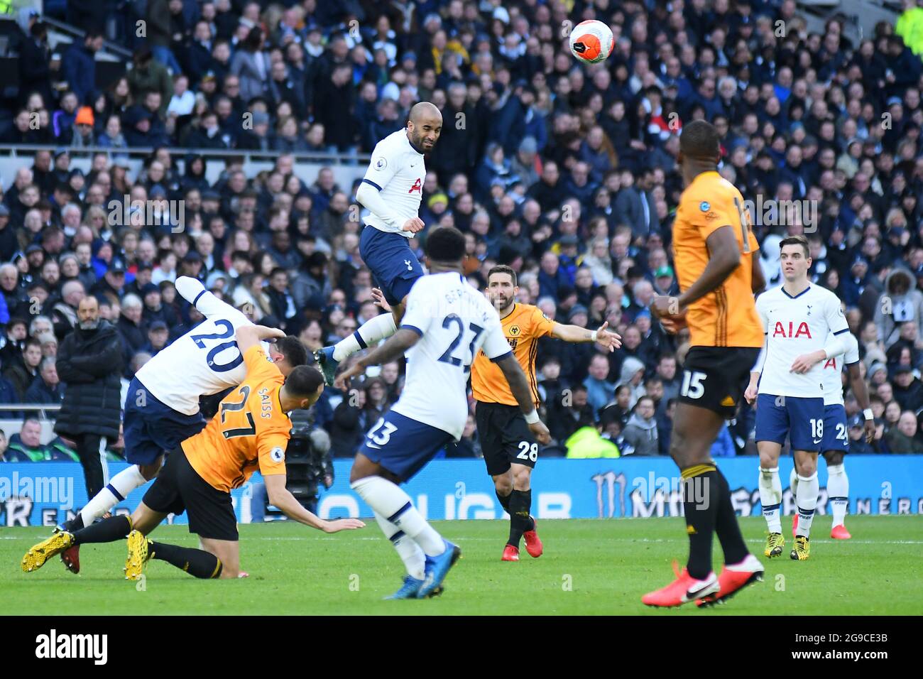 LONDON, ENGLAND - MArch 1, 2020: Lucas Moura of Tottenham pictured during the 2020/21 Premier League game between Tottenham Hotspur FC and Wolverhampton FC at Tottenham Hotspur Stadium. Stock Photo