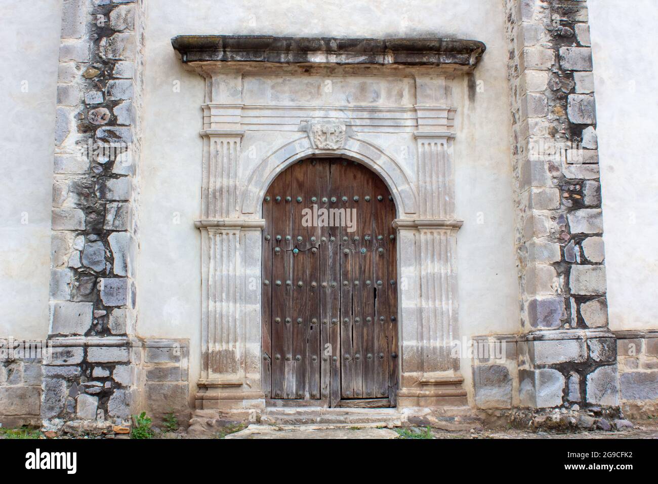 The details of the Santa Catarina temple in Ahuachapan, Jalisco, Mexico Stock Photo