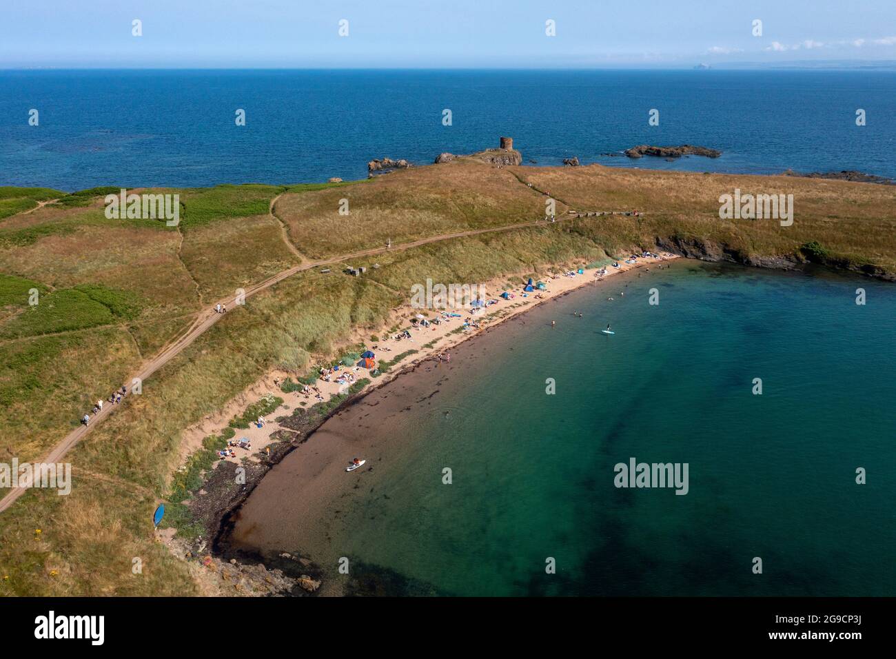 Aerial view of Ruby Bay beach, Elie, Fife, Scotland Stock Photo Alamy