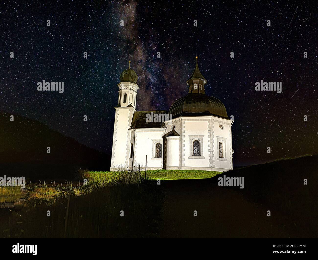 church in the night seekirchl Seefeld in Tirol Austria Stock Photo