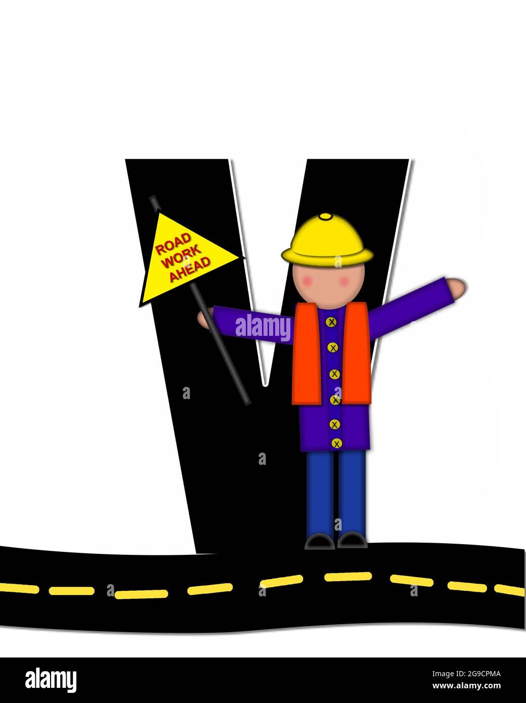 Female construction holding warning sign Cut Out Stock Images