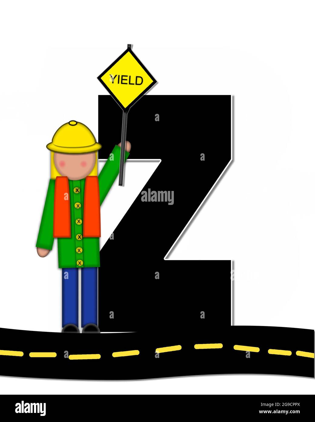 The letter Z, in the alphabet set "Children Highway Construction," is black and outlined with
