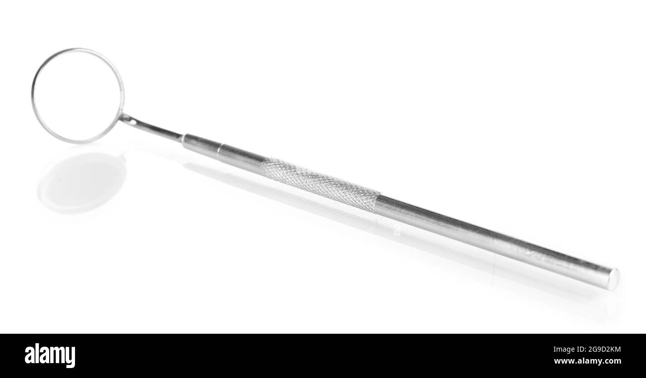 One dental mirror isolated on white Stock Photo Alamy